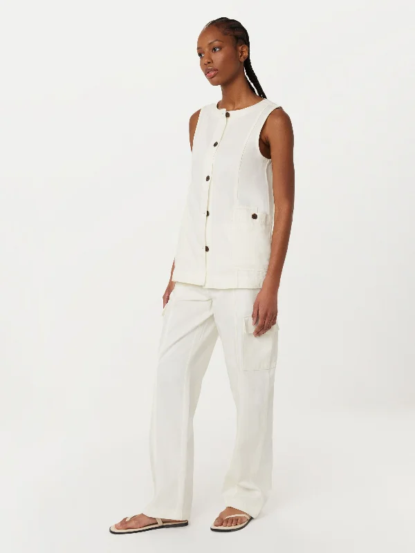 The Annie Loose Cargo Pant in White