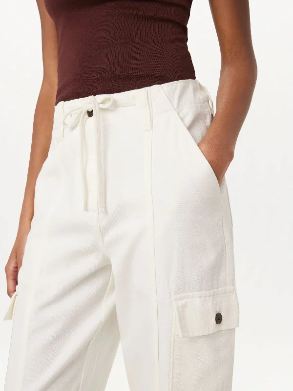 The Annie Loose Cargo Pant in White