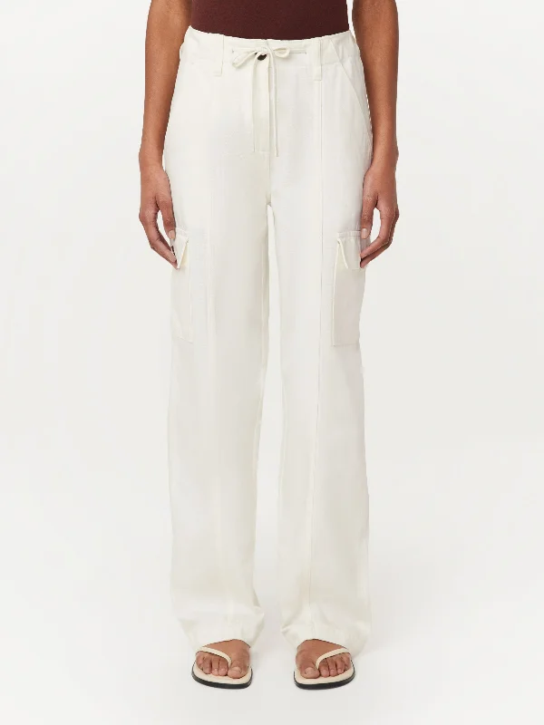 The Annie Loose Cargo Pant in White