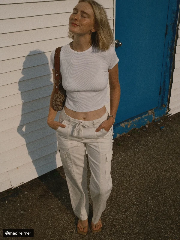 The Annie Loose Cargo Pant in White