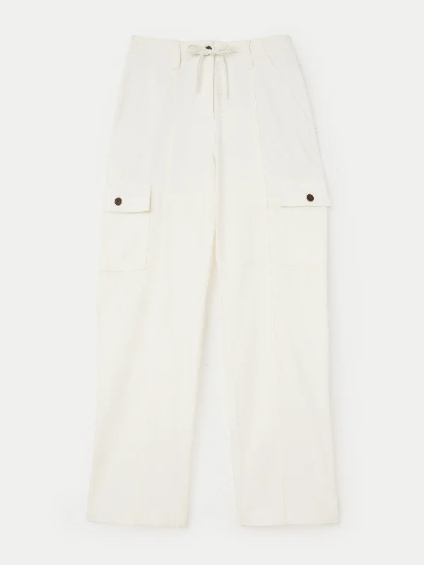 The Annie Loose Cargo Pant in White