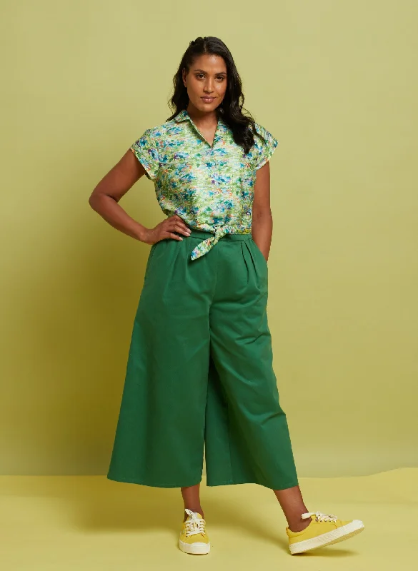 Edith Cropped Trousers - Green Workwear