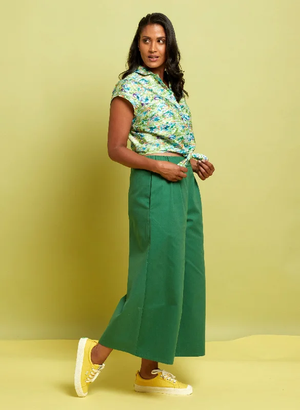 Edith Cropped Trousers - Green Workwear