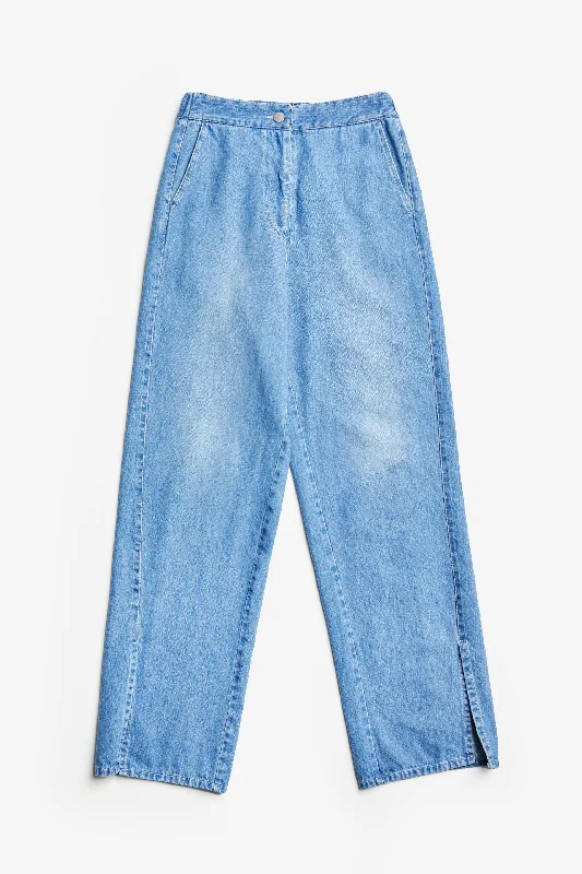 Ellipse Hem Split Pant Mid Blue