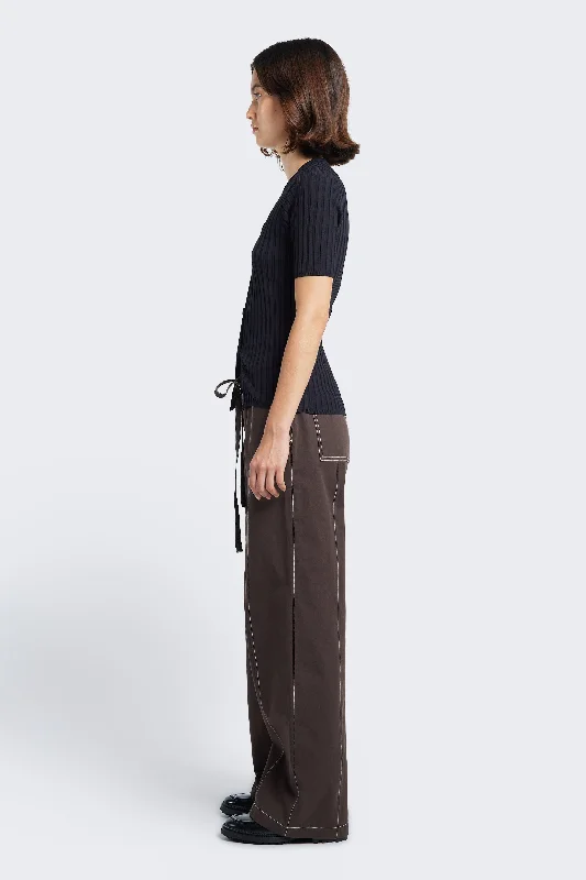 Found Tie Front Pant Brown