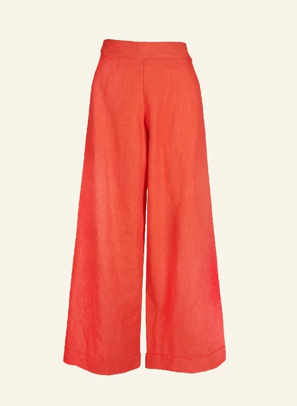 Josephine Trousers - Coral Linen