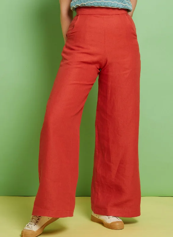 Josephine Trousers - Coral Linen