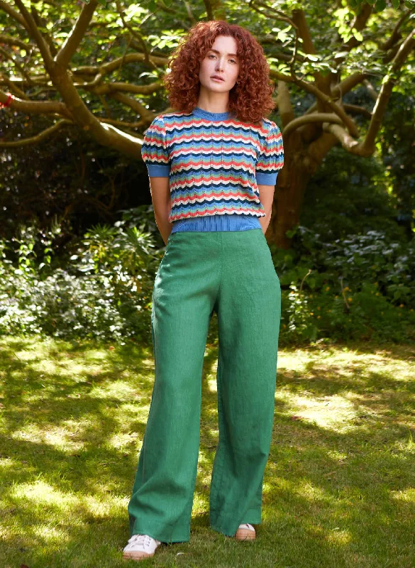 Josephine Trousers - Green Linen