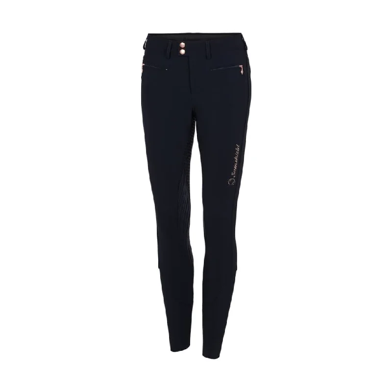 Samshield Ladies Full Seat Breeches Diane Navy With Rose Gold Crystals