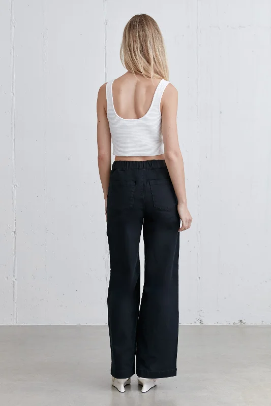 LONG LENGTH 30"" TWILL WIDE LEG PANT