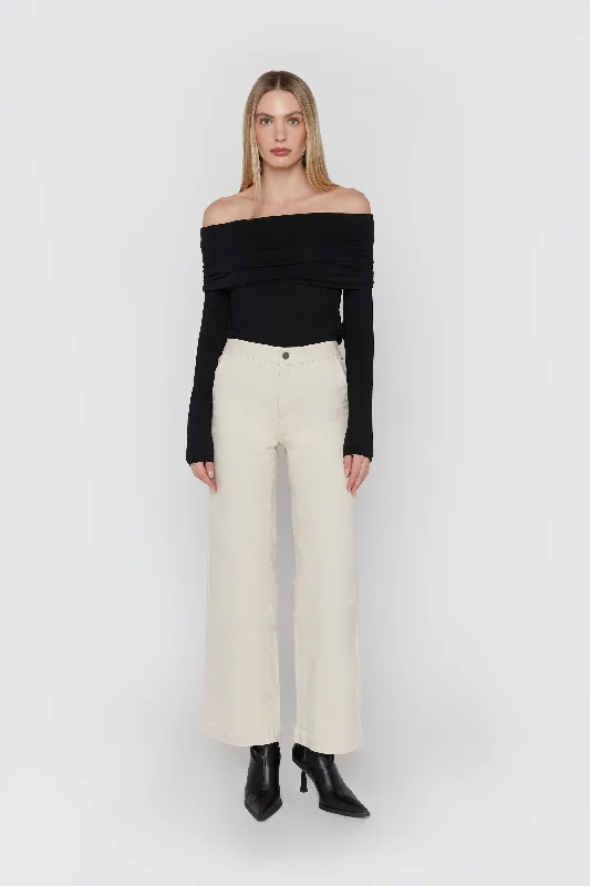 LONG LENGTH 30"" TWILL WIDE LEG PANT