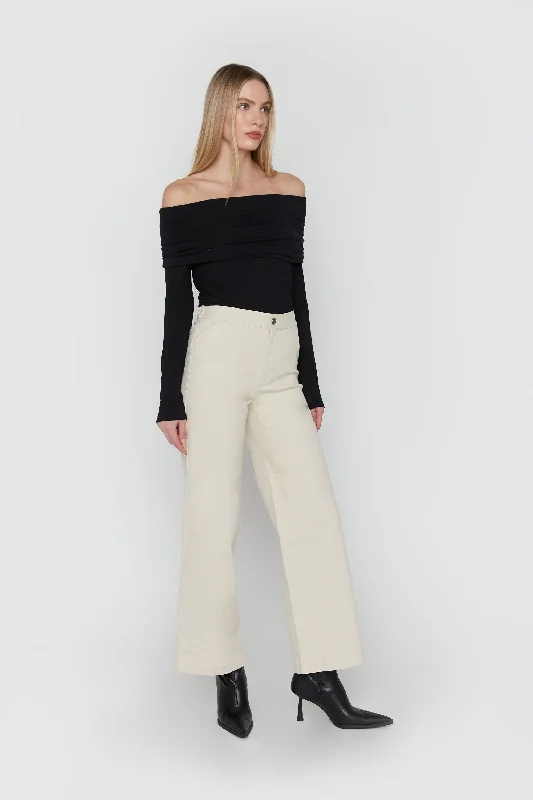 LONG LENGTH 30"" TWILL WIDE LEG PANT