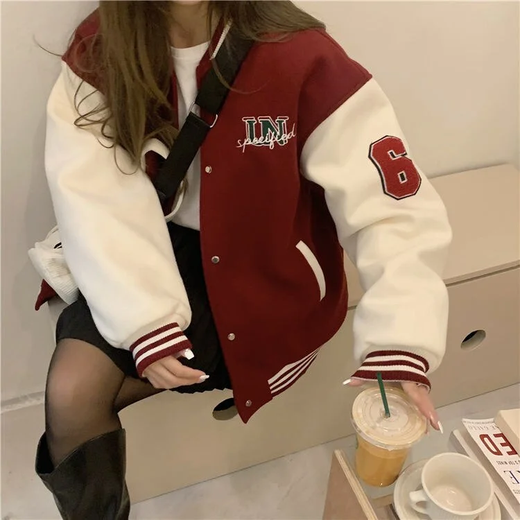 FashionSierra - Hiphop Varsity Bomber Cyber Y2k Jacket