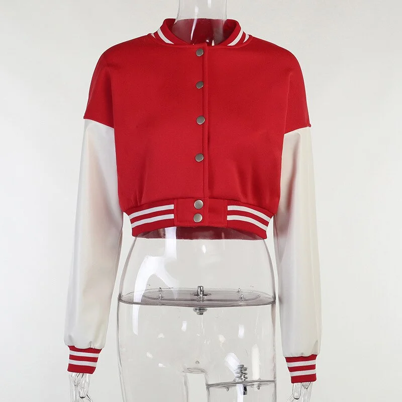 FashionSierra - Stitching Letters Embroidery Baseball Uniform Jacket