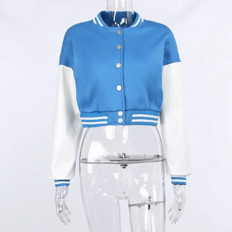 FashionSierra - Stitching Letters Embroidery Baseball Uniform Jacket