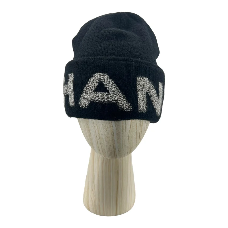 CHANEL/Beanie/Black/Wool/