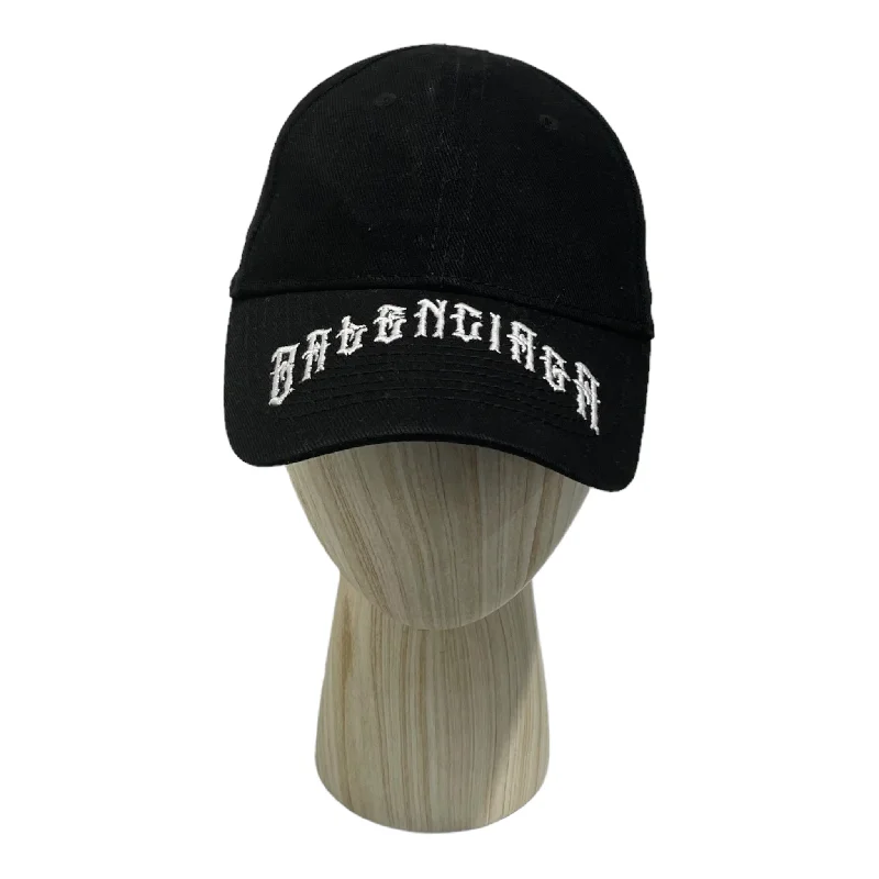 BALENCIAGA/Cap/Cotton/BLK/WHITE CURSIVE FONT ON BRIM