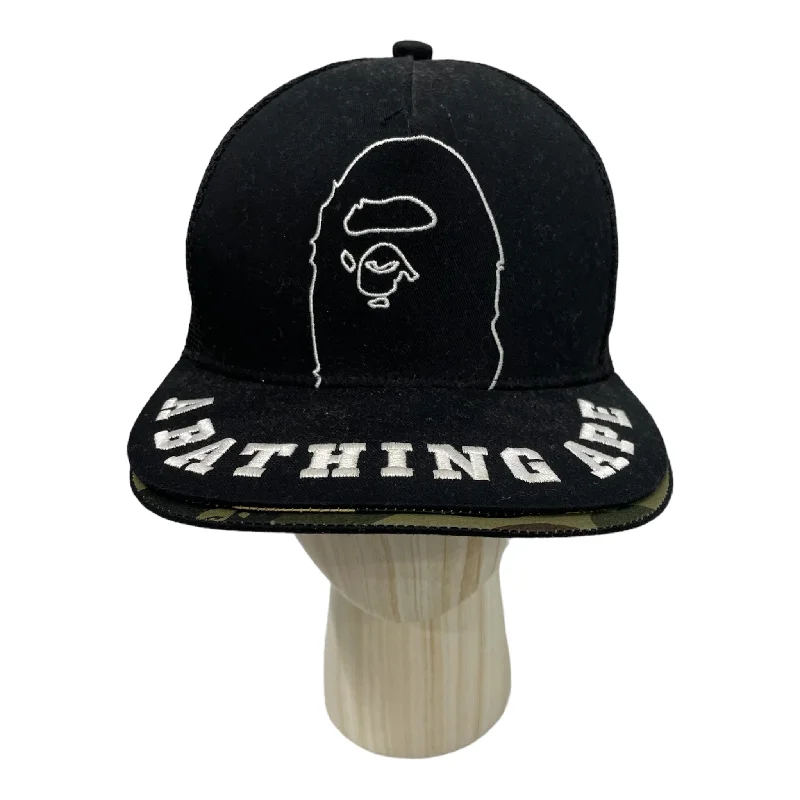 BAPE/Trucker Cap/FREE/Graphic/Cotton/BLK/EMBROIDER LOGO ON BRIM