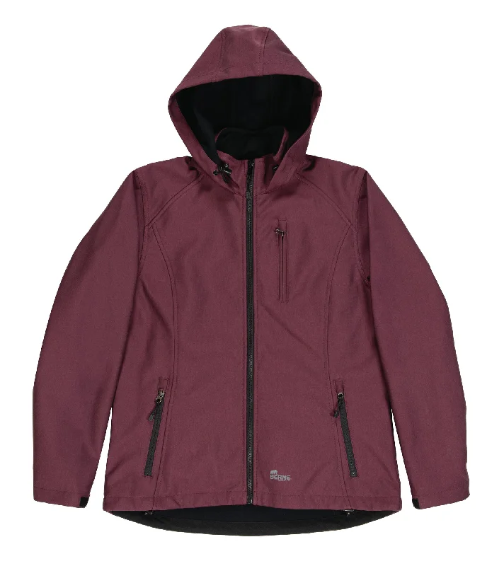 Berne Maroon Polyester Ladies Eiger Hooded Softshell