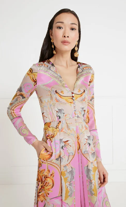 Carline Print Coat - Rose Pink