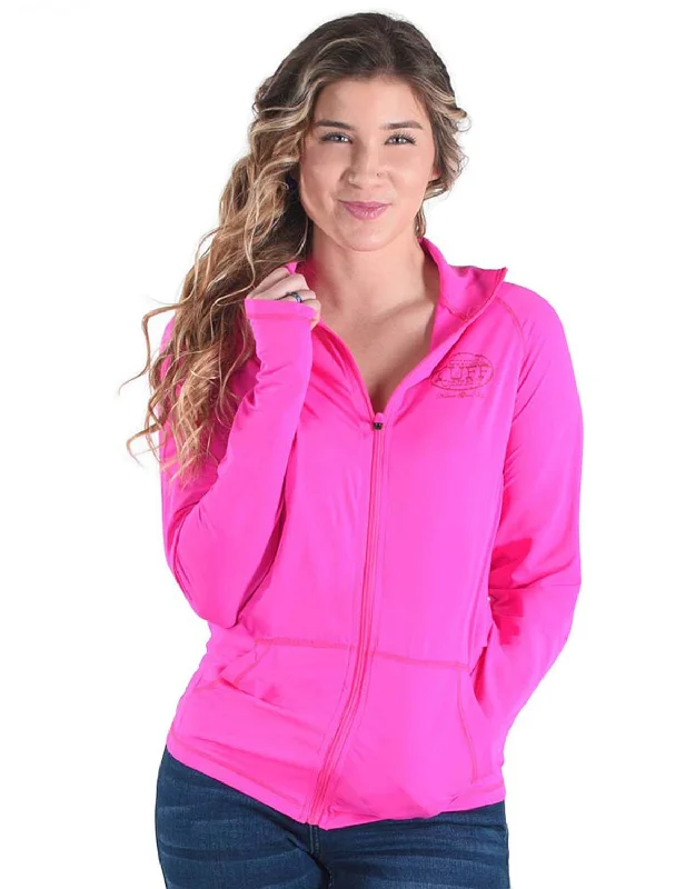 Cowgirl Tuff Womens Cooling UPF Hot Pink Nylon Softshell Jacket