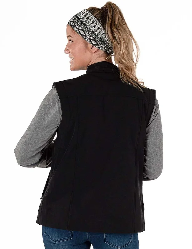 Cowgirl Tuff Womens Stretch Black Nylon Softshell Vest