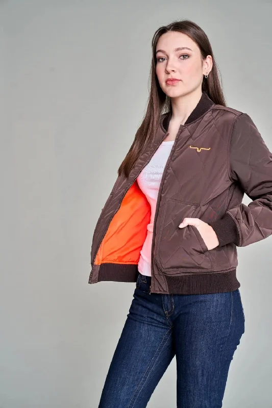 Kimes Ranch Womens Marinos Bomber Brown Polyester Insulated Jacket