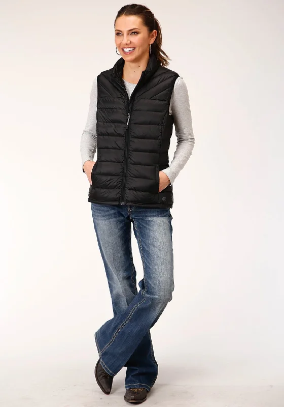 Roper Womens Crushable Down Filled Black 100% Nylon Softshell Vest