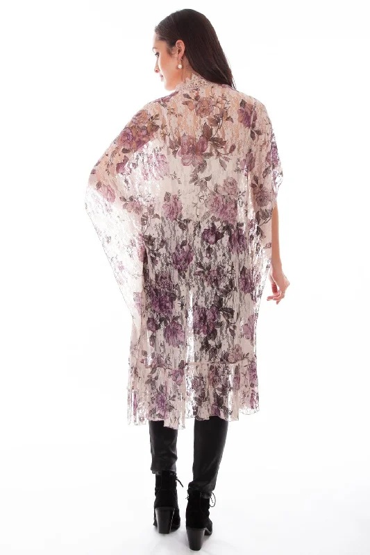 Scully Womens Cafe Nylon Printed Lace Duster