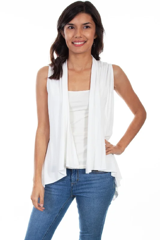 Scully Womens Ivory Rayon Lace Knit Vest