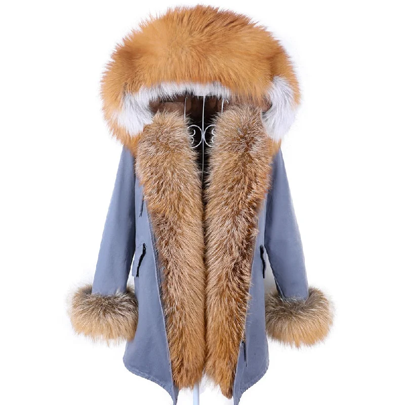 Winter Parkas Super Big Removable Real Fox Fur Collar Jacket for Women