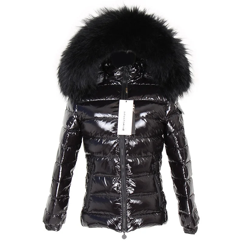 Women's OL Style Fur Collar Slim Hooded Warm Jacket for Autumn and Winter